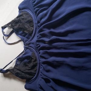 TORRID teddy, blue with black lace detail, size 1